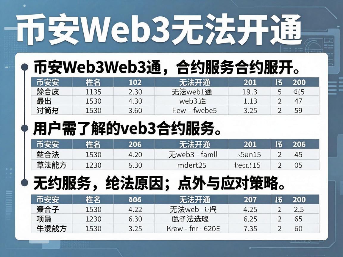 币安Web3无法开通合约服务，用户需了解的原因与应对策略