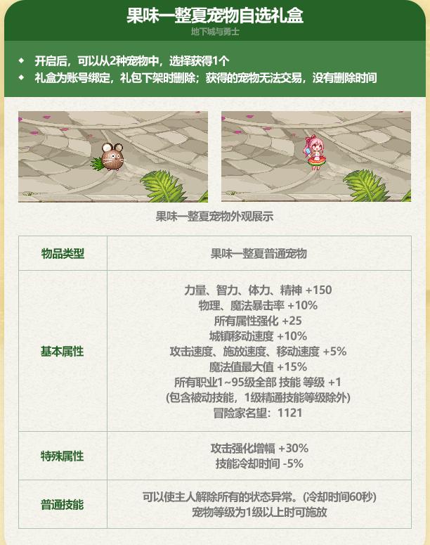 DNF2026夏日套宠物属性一览